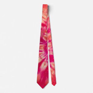 Tie  Dye in Hot Orange and Magenta Swirl Men's Tie