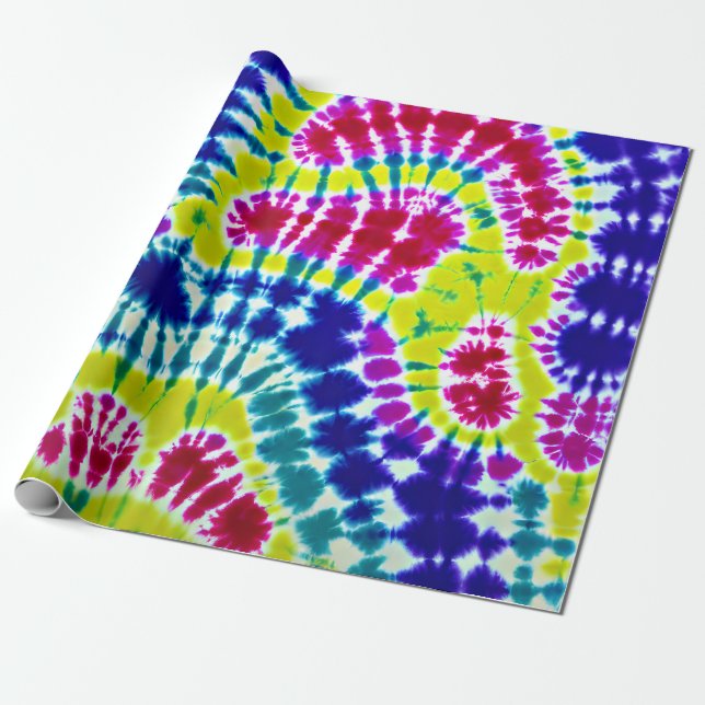 Tie Dye Inked Psychedelic Spiral Surface Art  Wrapping Paper (Unrolled)