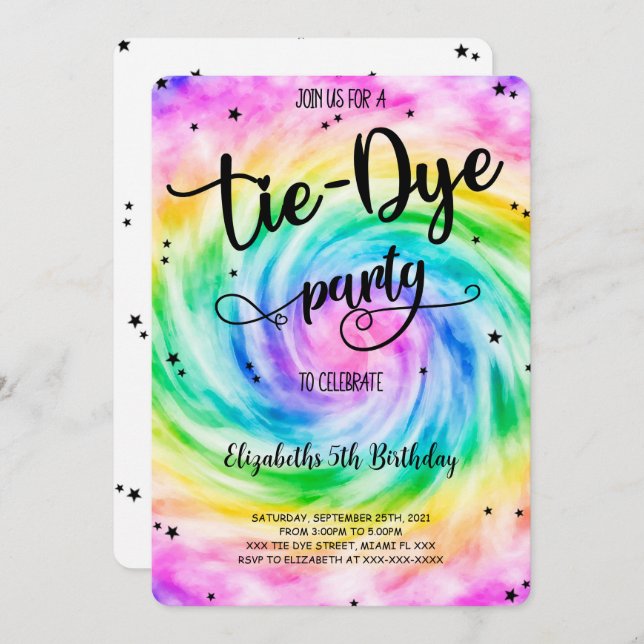 Tie Dye Invitation (Front/Back)