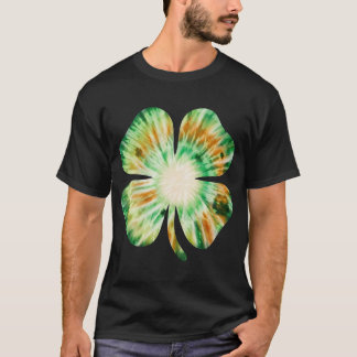 Tie Dye Irish Shamrock Lucky Four Leaf Clover T-Shirt