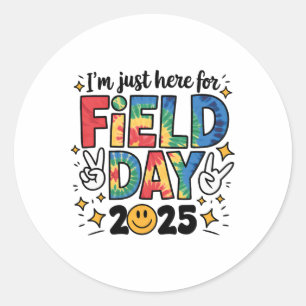 Tie Dye Just Here For Field Day 2025 Peace Sign Te Classic Round Sticker