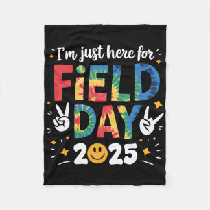 Tie Dye Just Here For Field Day 2025 Peace Sign Te Fleece Blanket
