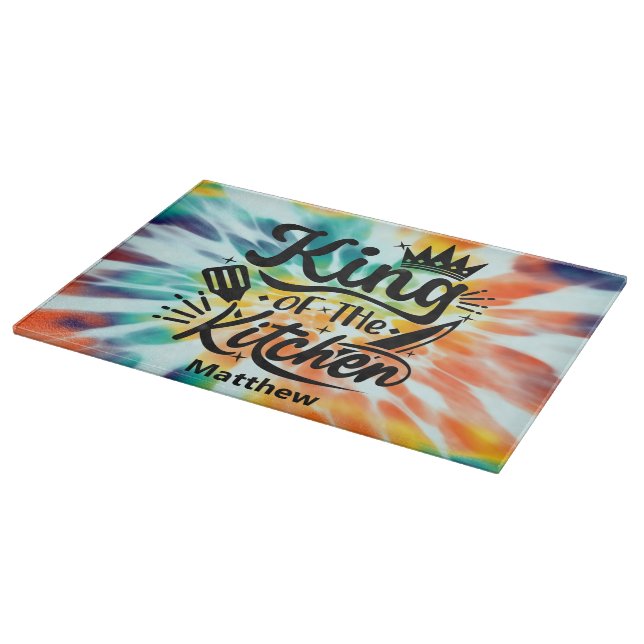 Tie Dye King Of The Kitchen Cutting Board (Corner)