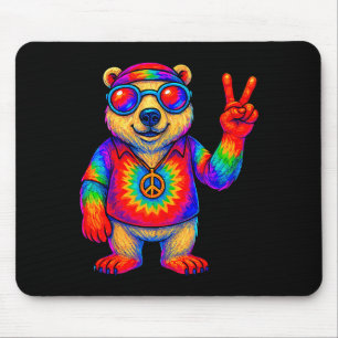 Tie-dye Lar Bear Peace Sign Hip Mouse Pad