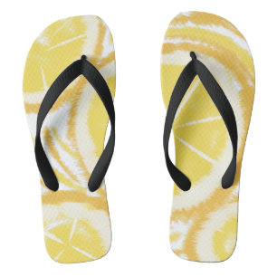 Tie Dye Lemon Abstract Fruit Round Thongs