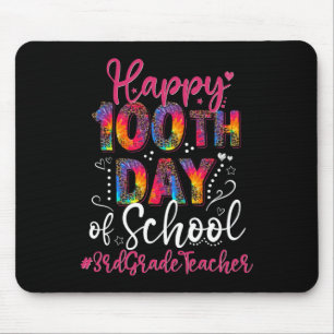 Tie Dye Leopard Happy 100th Day Of School 3rd Grad Mouse Pad