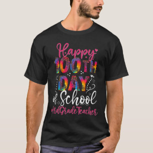 Tie Dye Leopard Happy 100th Day Of School 3rd Grad T-Shirt
