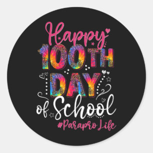 Tie Dye Leopard Happy 100th Day Of School Paraprof Classic Round Sticker