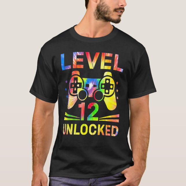 Tie Dye Level 12 Unlocked Gamer 12 Year Old 12th B T-Shirt (Front)