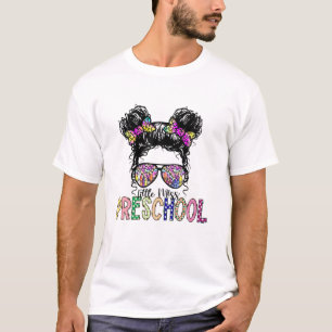 Tie Dye Little Miss Preschool Messy Bun Back To Sc T-Shirt