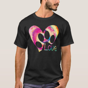 Tie Dye Love Dog Paw Print Animal Paw Dog T-Shirt