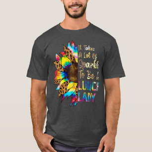 Tie Dye Lunch Lady Teacher Sunflower Leopard Back T-Shirt