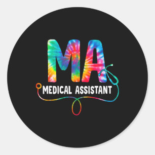 Tie Dye Ma Medical Istant Nurse Stethoscope Ma Classic Round Sticker