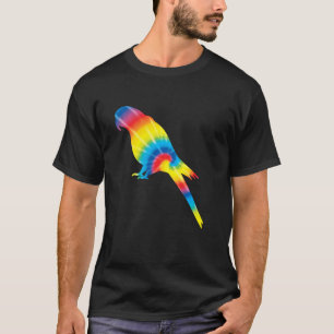 Tie Dye Macaw Rainbow Print Parrot Bird Hippie Pea T-Shirt