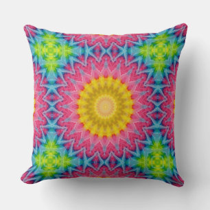 Tie Dye Mandala Kaleidoscope Medallion Flower Cushion
