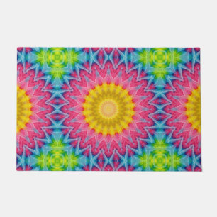 Tie Dye Mandala Kaleidoscope Medallion Flower Doormat