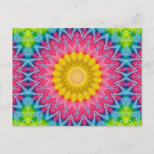 Tie Dye Mandala Kaleidoscope Medallion Flower Postcard