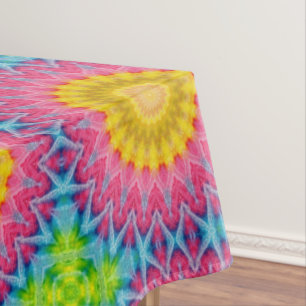 Tie Dye Mandala Kaleidoscope Medallion Flower Tablecloth