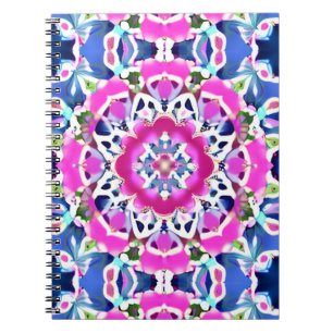 Tie Dye Mandala Pattern Denim Blue and Pink     Notebook