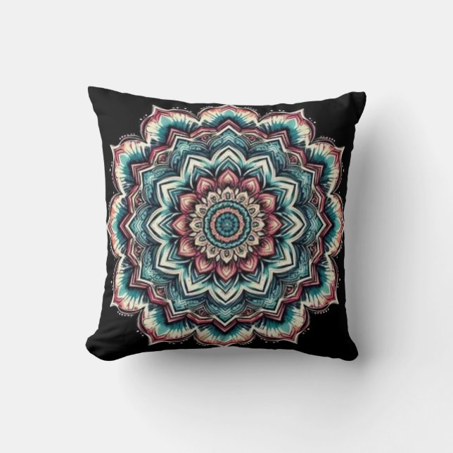 Tie-Dye Mandala Throw Pillow (Front)