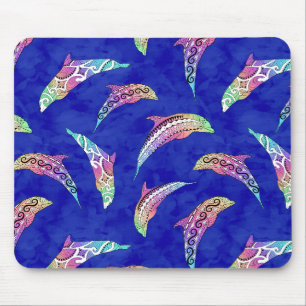 Tie Dye Marine Animals Dolphins Marlins Mouse Pad