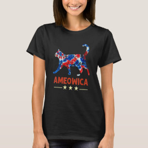 Tie Dye Meowica Cat 4th Of July Patriotic Women T-Shirt