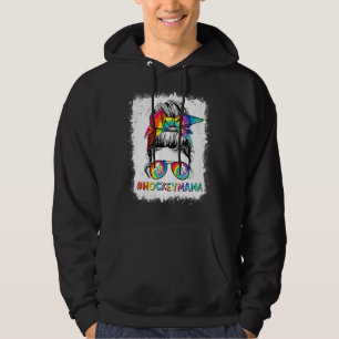 Tie Dye Messy Bun Hockey Mama Sport Happy Mothers Hoodie