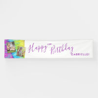 Tie Dye Modern Hippy Purple Happy Birthday Long