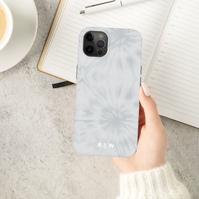 Tie Dye | Modern Minimalist Grey Monogram Case-Mate iPhone Case (Creator Uploaded)