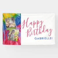 Tie Dye Modern Retro Vibes Happy Birthday Photo