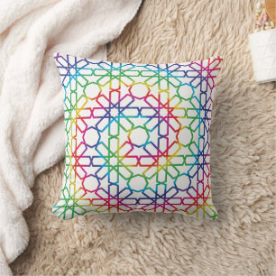 Tie Dye Moroccan Zellige Pattern Art (Zelij) Cushion