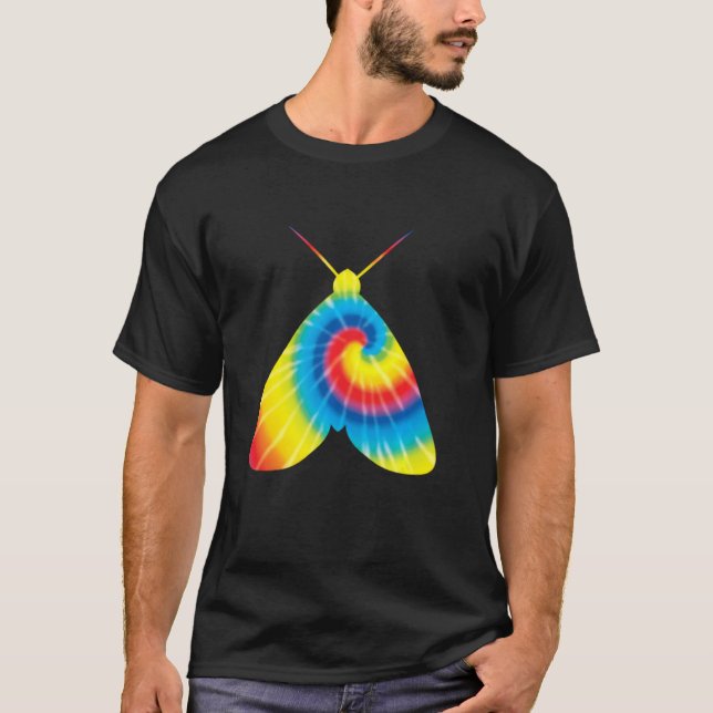 Tie Dye Moth Rainbow Print Insect Owlet Hippie Pea T-Shirt (Front)