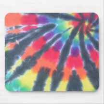 Tie Dye Mouse Pad Black Rainbow Spiral