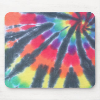 Tie Dye Mouse Pad Black Rainbow Spiral