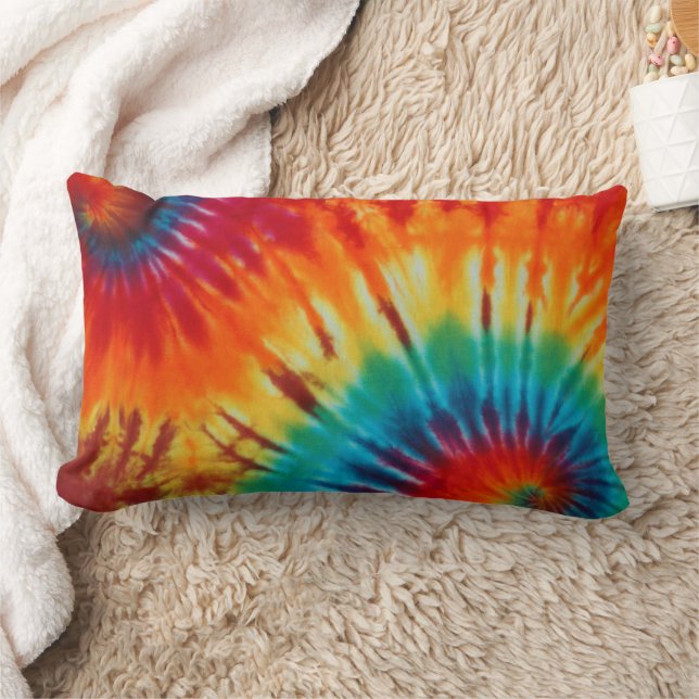 Tie Dye Multi Colour Print Lumbar Pillow (Blanket)