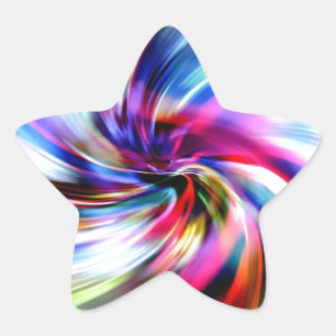 Tie Dye Multicolor Rainbow Electronic Swirls Star Sticker