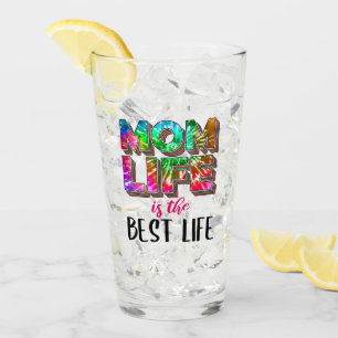 Tie Dye Mum Life is the Best Life Glass
