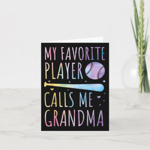 Tie-dye My Favourite Player Calls Me Grandma Baseb Card