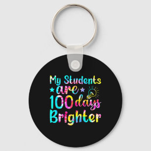 Tie Dye My Students Are 100 Days Brighter Teacher Key Ring