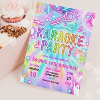 Tie Dye Neon Karaoke Singing Music Birthday Party