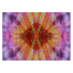 Tie Dye Orange Purple Radial Rays Spot Pattern Cutting Board