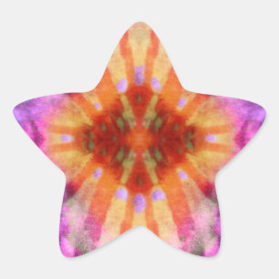 Tie Dye Orange Purple Radial Rays Spot Pattern Star Sticker