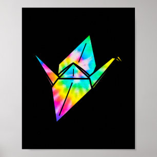 Tie Dye Origami Paper Crane Poster