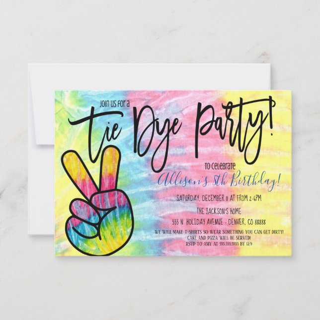 Tie Dye Party Invitation (Front)
