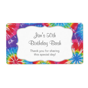 Tie Dye Party Water Bottle favour - customise it!