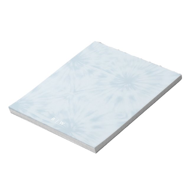 Tie Dye | Pastel Blue Modern Stylish Monogram Notepad (Rotated)