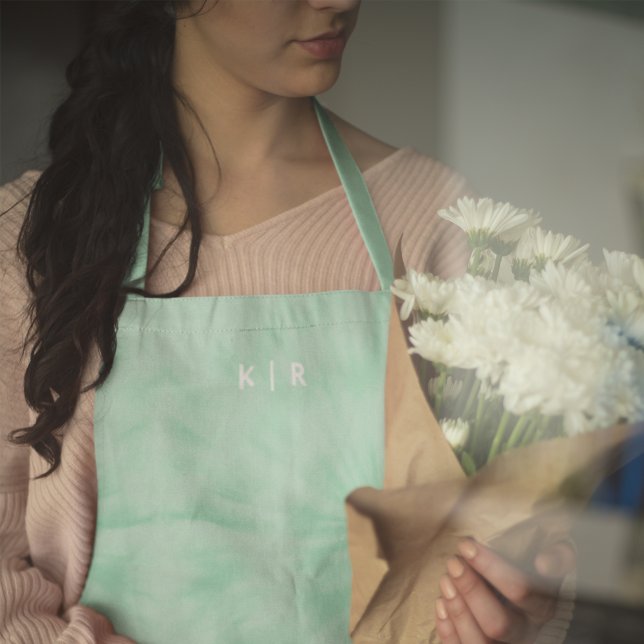 Tie Dye | Pastel Mint Green Monogram Apron (Creator Uploaded)