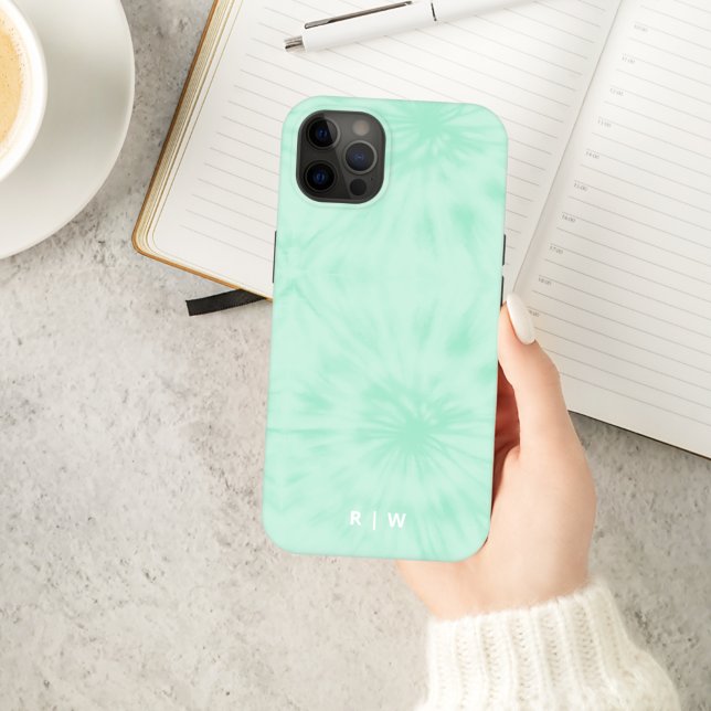 Tie Dye | Pastel Mint Green Monogram iPhone Case (Creator Uploaded)