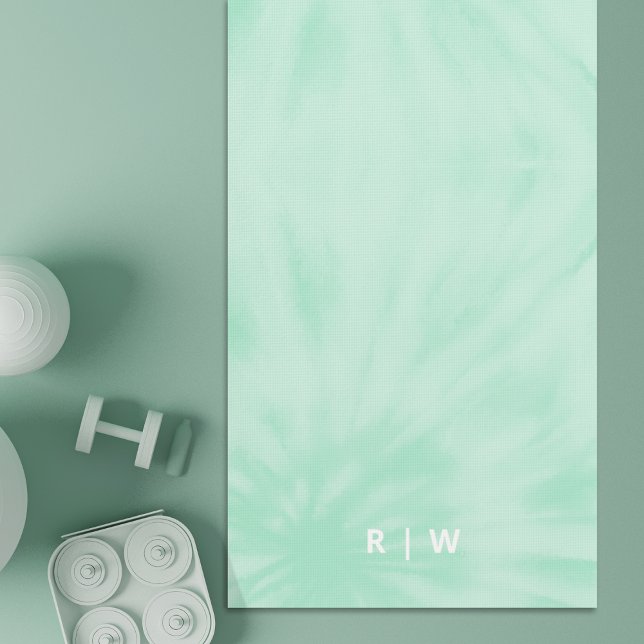 Tie Dye | Pastel Mint Green Monogram Yoga Mat (Creator Uploaded)