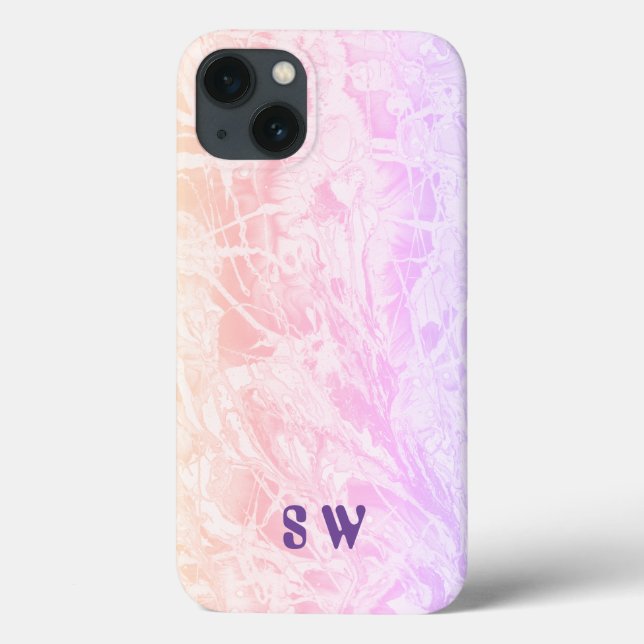 Tie Dye | Pastel Pink Purple Monogram Case-Mate iPhone Case (Back)
